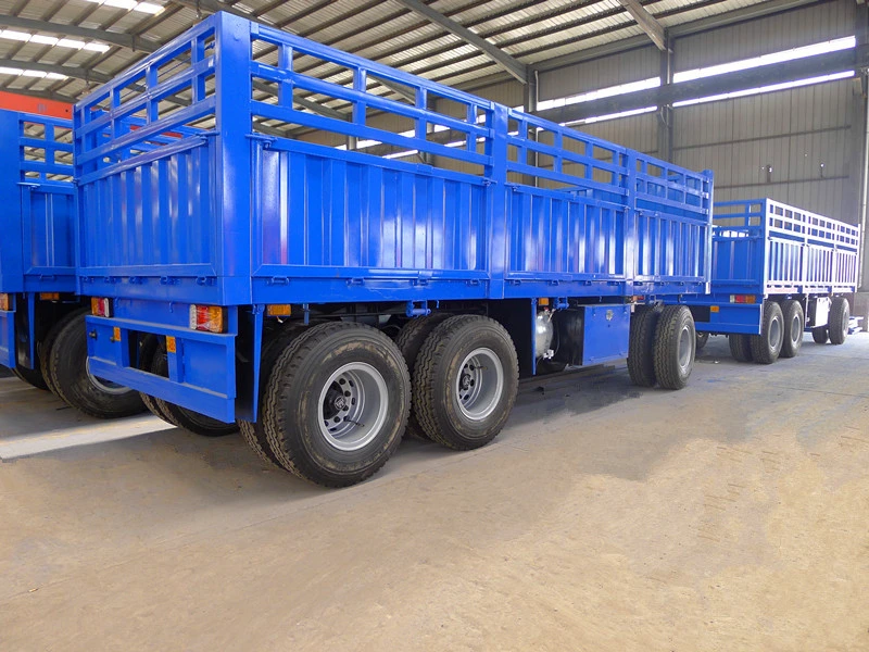 3 Axle Transport Pulling Flatbed Cargo Full Trailer with Side Wall