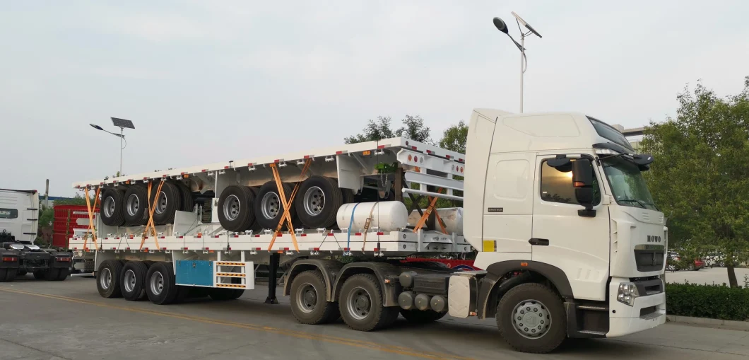 3 Axle 50t Container Chassis 40FT Flatbed Gooseneck Flatbed Semi Trailer for Sale