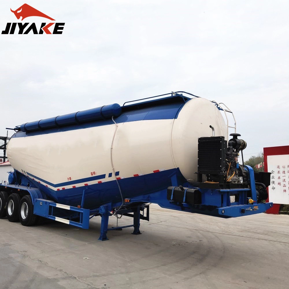 Jiyake 2/3 Axle 30-70cbm Air Compressor Bulker Carrier Silo Powder Material Transport Tanker Truck Bulk Cement Tank Semi Truck Trailer for Sale