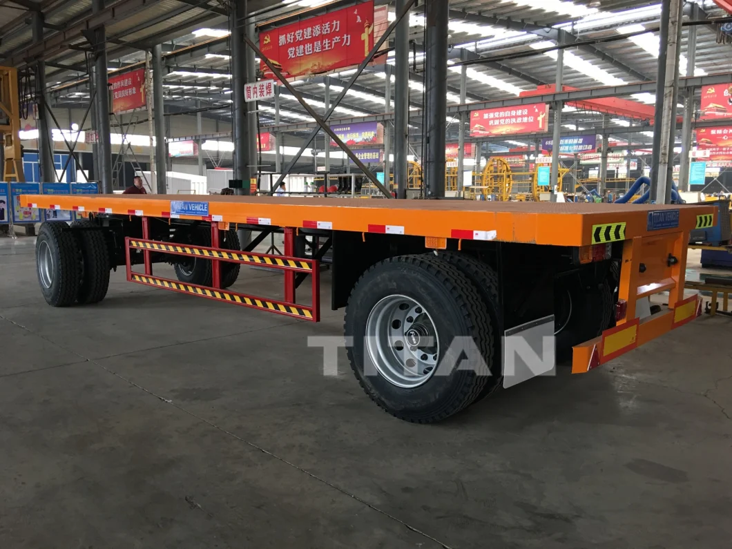 2 Axles 40FT 40-60 Tons Full Flatbed Container Transport Trailer