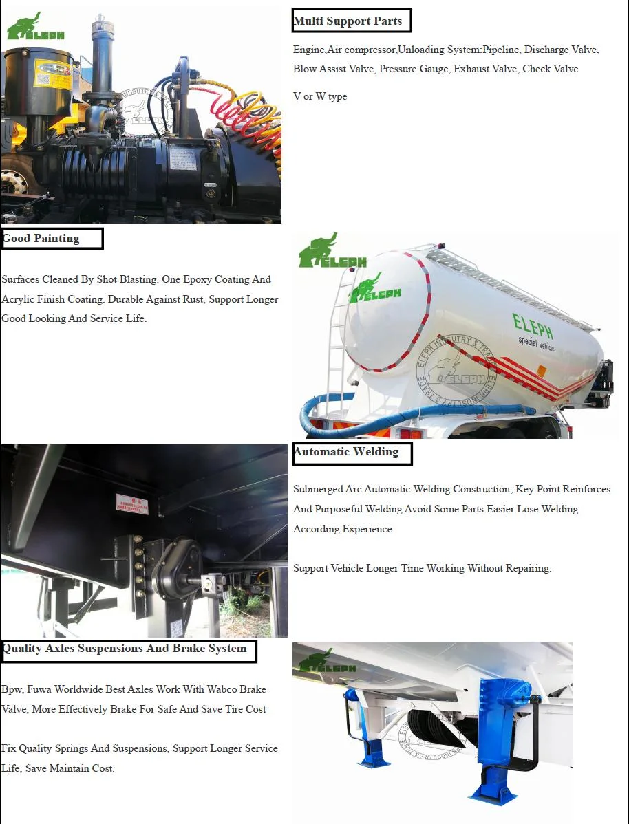 60 M3 3 Axles Powder Flour Cement Tanker Semi Trailer Bulk Powder Tanker