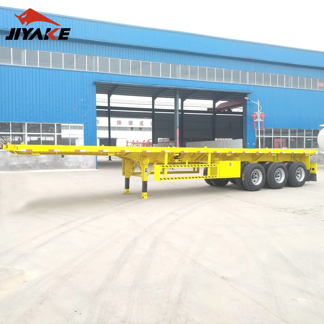 2018 China Low Price Tri-Axle 20 Ton 30 Ton Drawbar Flatbed Full Trailer for Africa