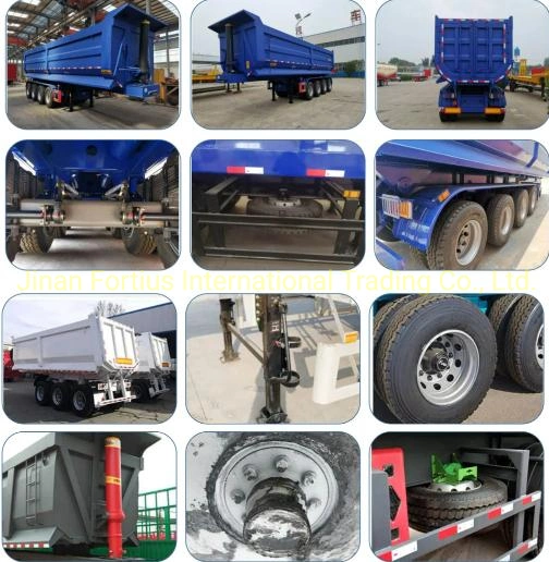 China Supplier 30t-50t 2 3 4 Axle Front Lifting Hydraulic Cylinder Rear End Dumper/Tipper/Dump Semi Trailer Heavy Duty Minig Farm End Truck Trailer for Sale